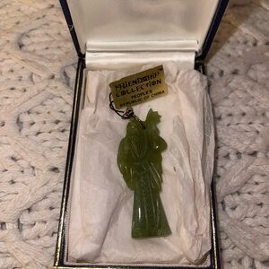 Authentic Friendship Collection Chinese Jade Carved Green Pendant